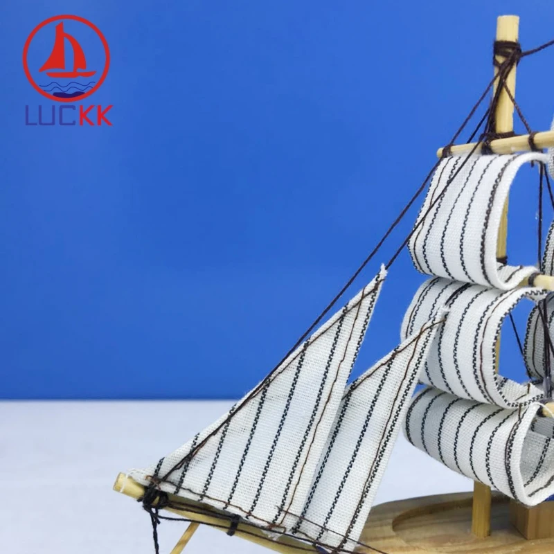 Деревянная модель корабля LUCKK 18 см морская синяя украшение для интерьера дома