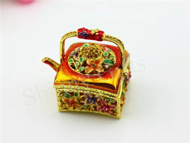 Ручной работы чайник безделушка коробка Оловянная эмаль Орнамент