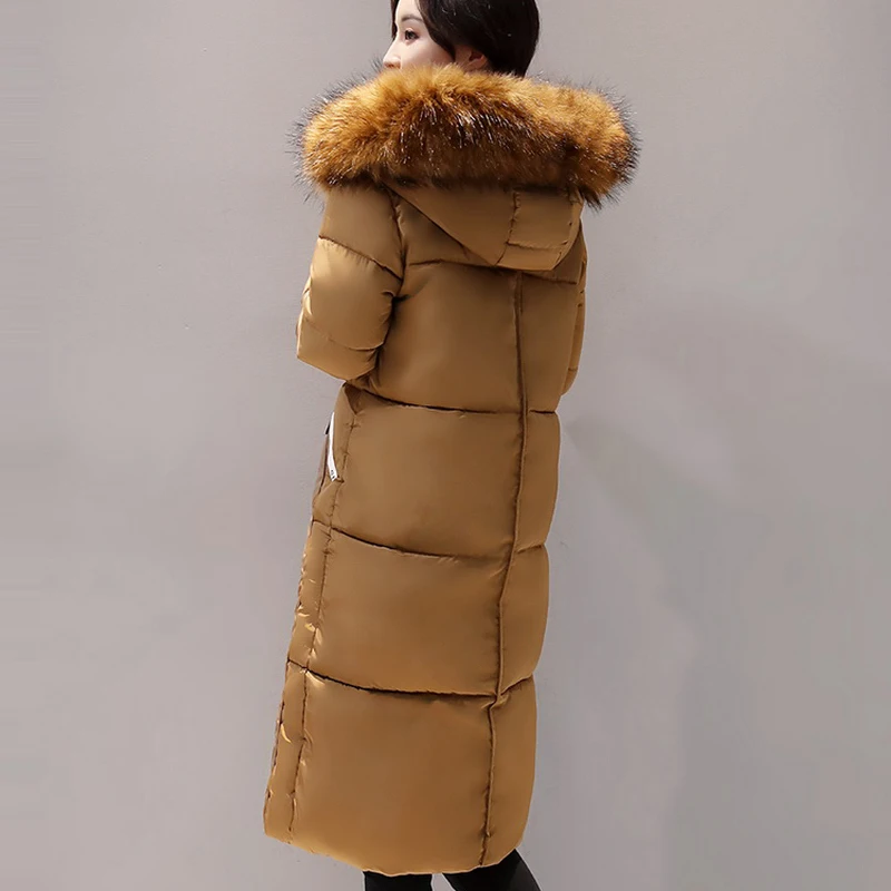 Осень 2017 г. и зима Женская куртка парка верхняя одежда теплая с большой меховой