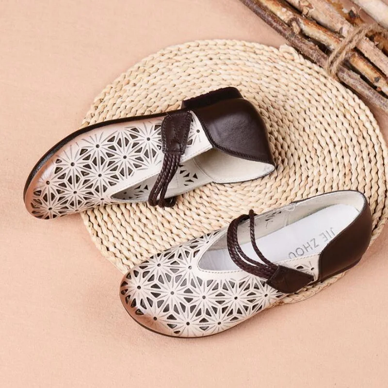 Женская обувь из натуральной кожи повседневная на плоской подошве в стиле ретро