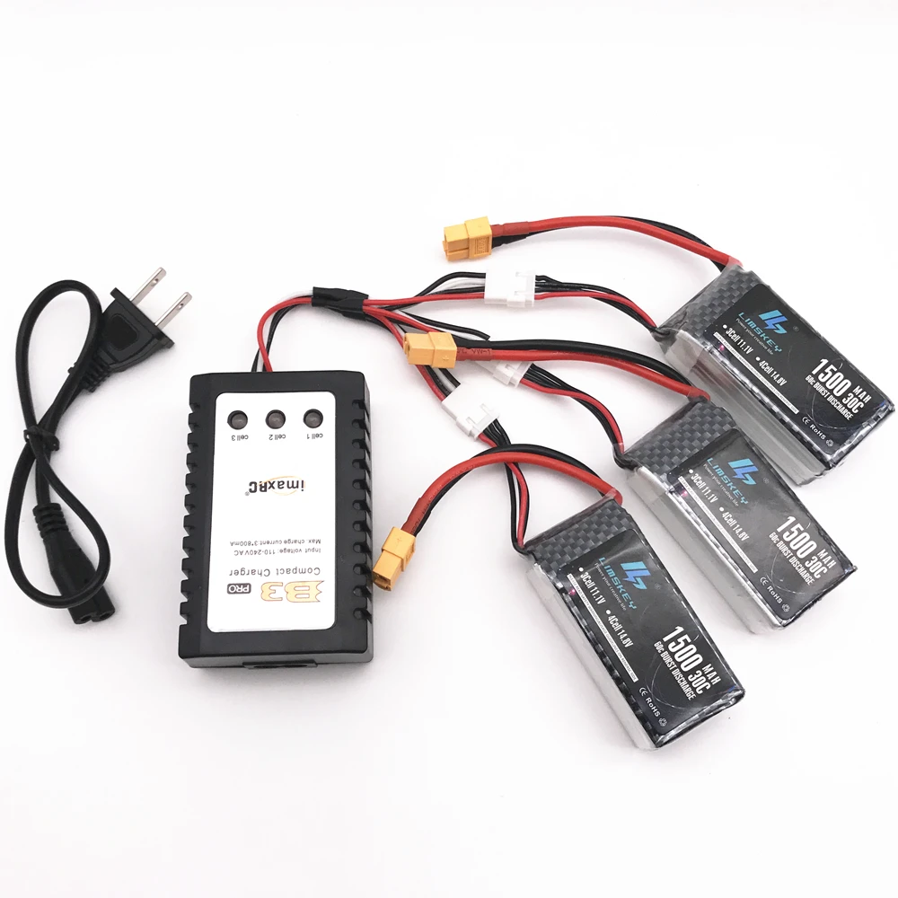 3 шт. батарея Limskey LiPo 11 1 В 1500 мАч 3S 30C MAX 60C XT60 штепсельная вилка и кабель в для