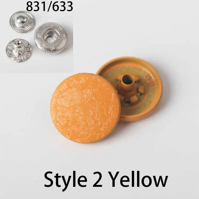 style2-yellow 10 шт. 15 мм латунная защелкивающаяся заклепка 831/633 Тип швейная кожаная Кнопка Ремесло для одежды аксессуар для одежды Сделай Сам Q27 - Цвет: style2-yellow