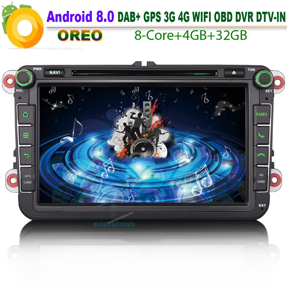 Восьмиядерный 8 &quotAndroid 0 DAB + автомобильный стерео Bluetooth WiFi 4G CD BT Радио SD OBD GPS RDS OPS