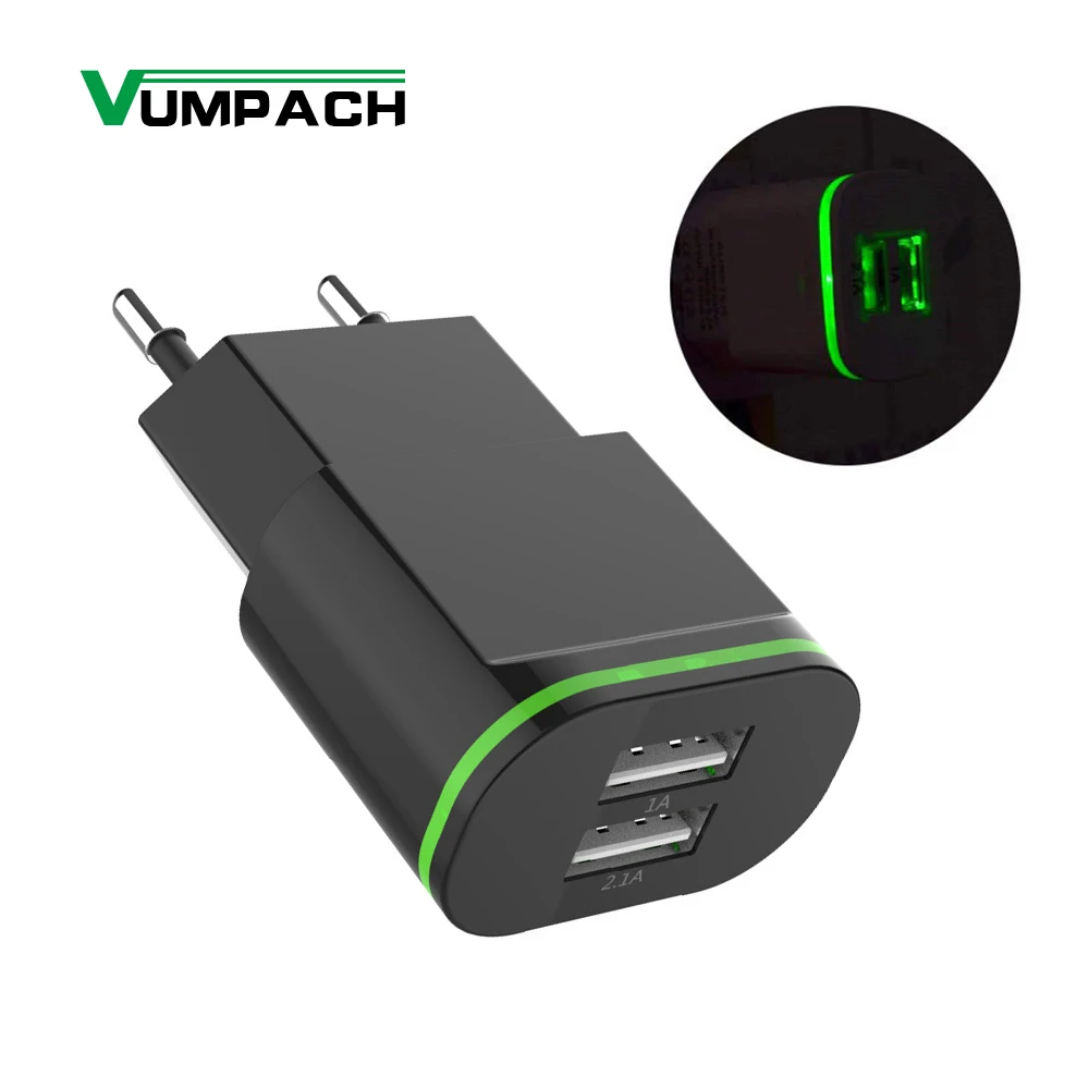 

LED Light EU Plug 2 Ports USB Charger with Cable 2A Wall Adapter For xiaomi redmi 4X note 4X 5 plus 5 note5a redmi 4a 5A redmi 3