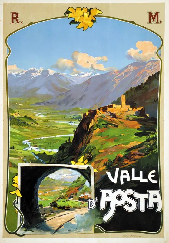 Италия туристические плакаты Valle d'Aosta Классическая Настенная Наклейка холст