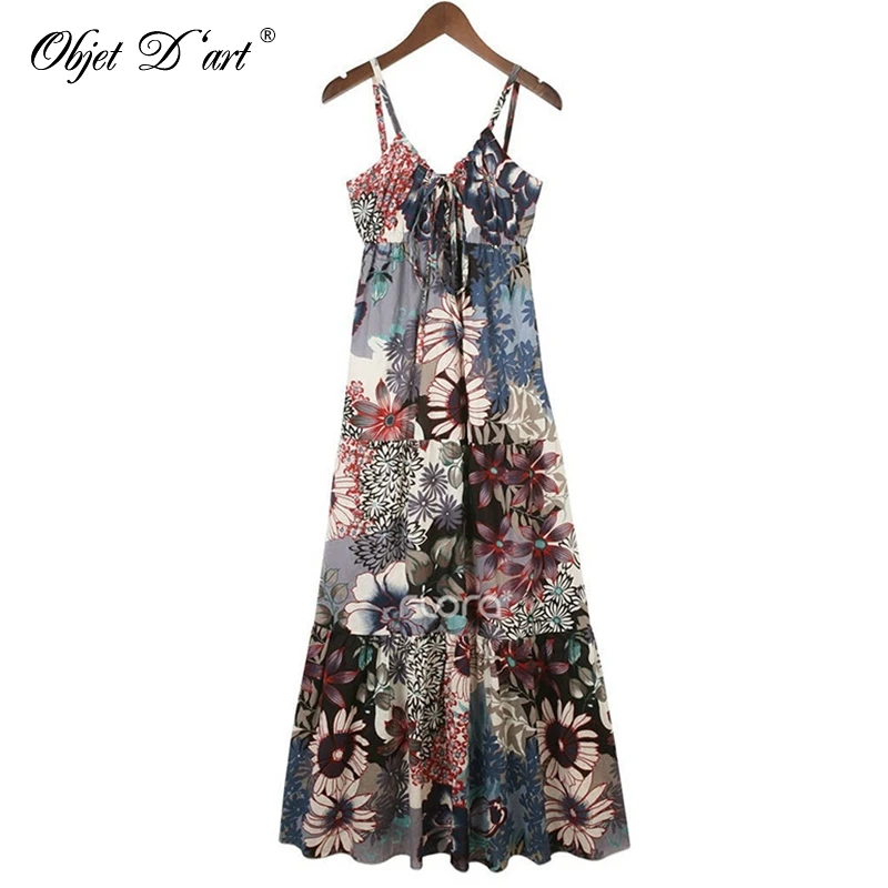 2015 летний стиль. Богемия пляжное платье со цветочками подтяжки . хлопоковая
