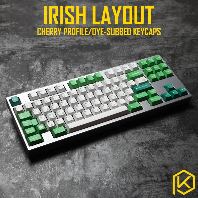 Вишневый профиль краситель Sub Keycap Set PBT пластик зеленый ирландский макет
