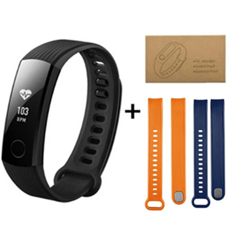 add orange blue huawei Honor Band 3 5ATM OLED экран тачпад Непрерывный монитор сердечного ритма фитнес-трекер Push Message умный Браслет - Цвет: add orange blue