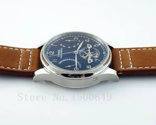 Часы Parnis с синим циферблатом 43 мм автоматический кожаный ремешок складные