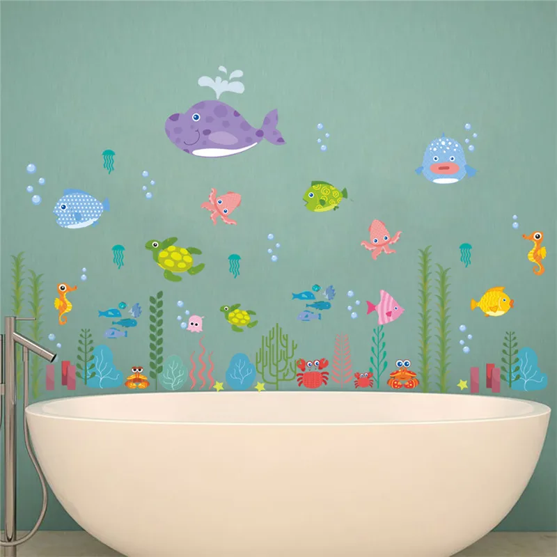 Подводный пузырь Морская звезда черепаха настенный стикер рыбка мультфильм