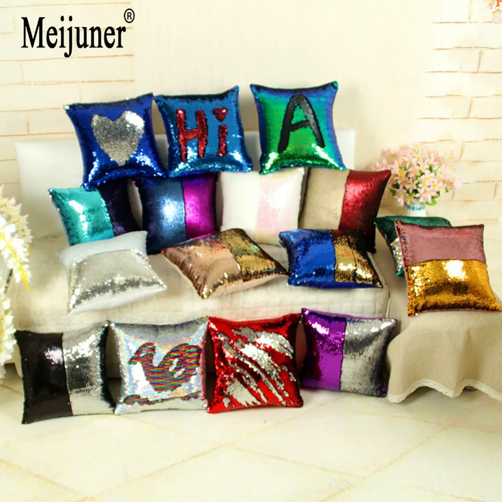 Meijuner DIY Русалка Подушка декорированная блестками чехол Волшебная красочная