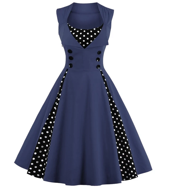 plus size dress Винтажные платья в горошек 50s 60s Pin Up 5XL размера плюс женская одежда большие качели с цветочным рисунком рокабилли Ретро вечерние платья - Цвет: plus size dress