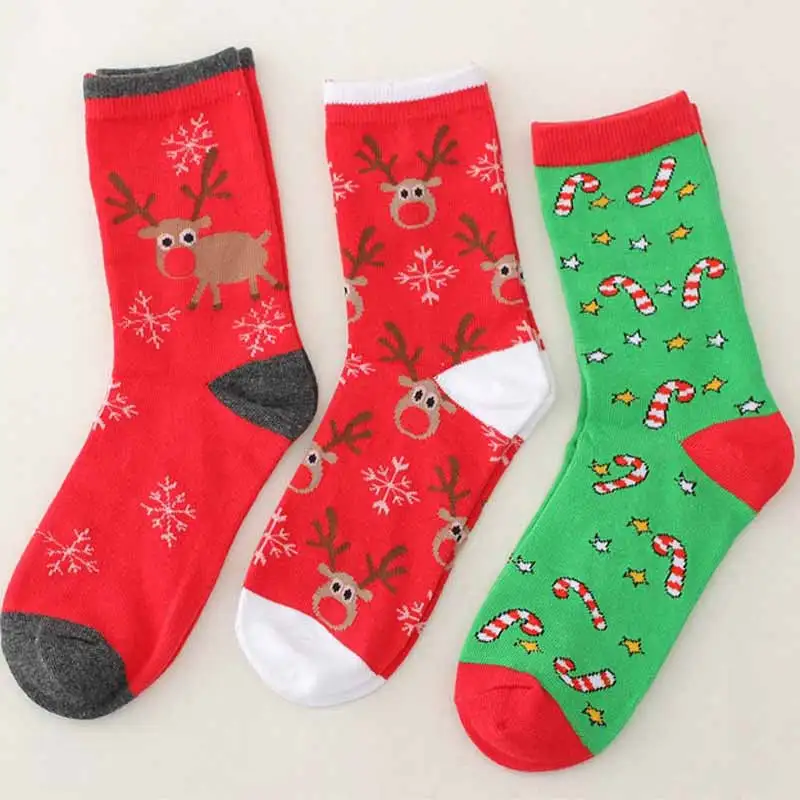3 пары детских хлопковых утепленных колготок на осень зима новый год Санта Клаус