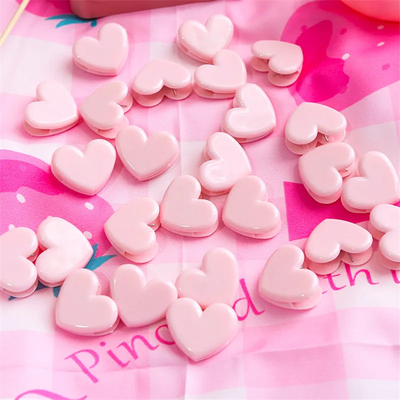 10 штук упак. мини розовый милый зажим в форме сердца фото папка мультфильм Смола