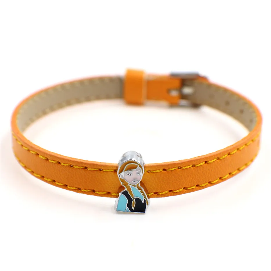 Wholesale 50pcs cartoon princess Anna Internal Dia.8mm slide Charms Fit 8mm Pet Collars wristbands SL238-15 | Украшения и