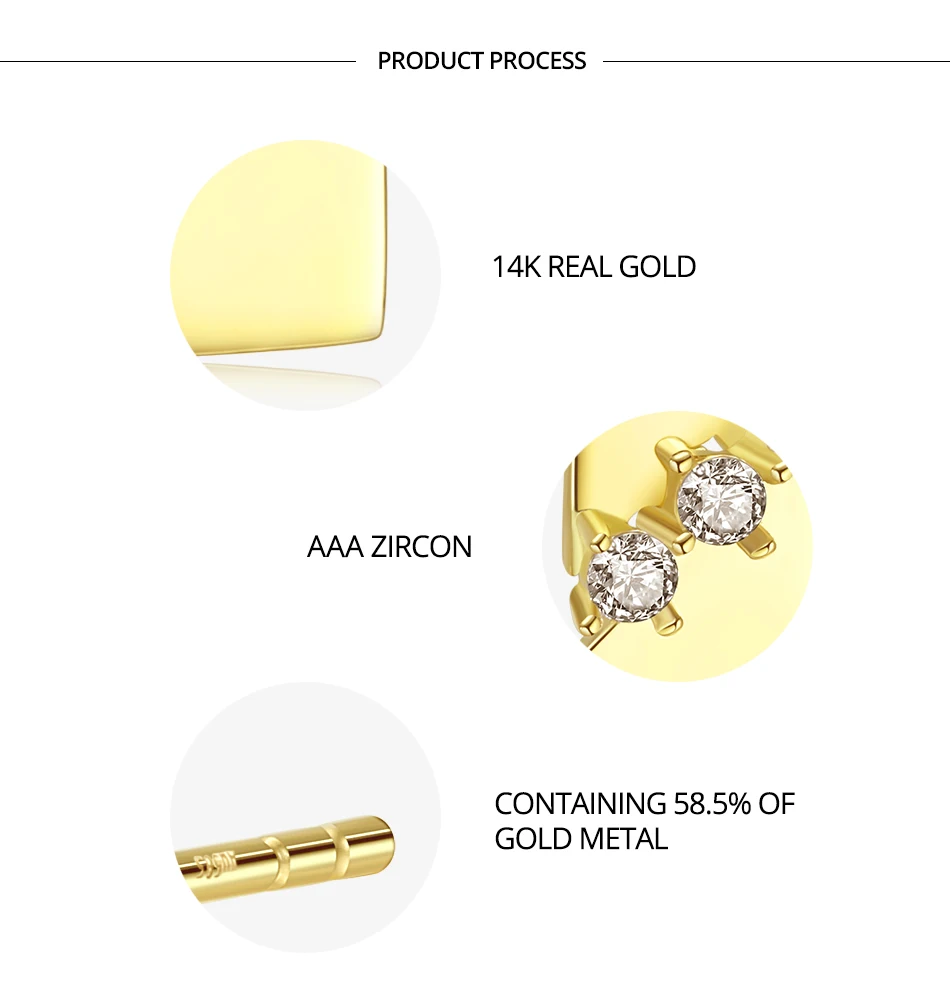 Ювелирные изделия из чистого золота 14 к, серьги-гвоздики из желтого золота для женщин, юбилейные серьги Joyas De Oro Pur Au585 Brincos E14059
