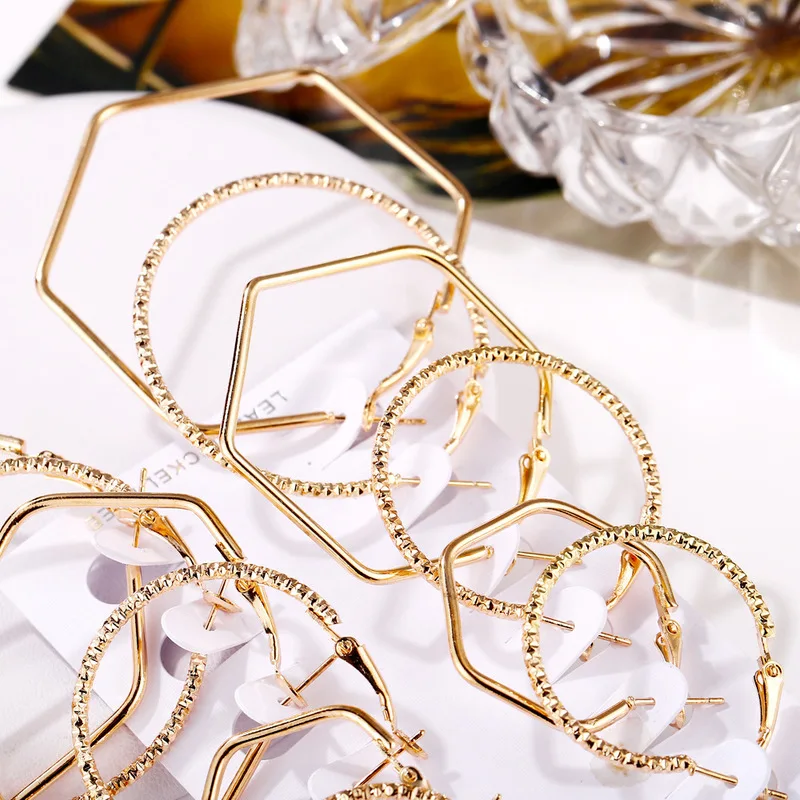 6 парт/упр. 2019 винтажные женские серьги Φ набор серег с шестиугольной петлей для