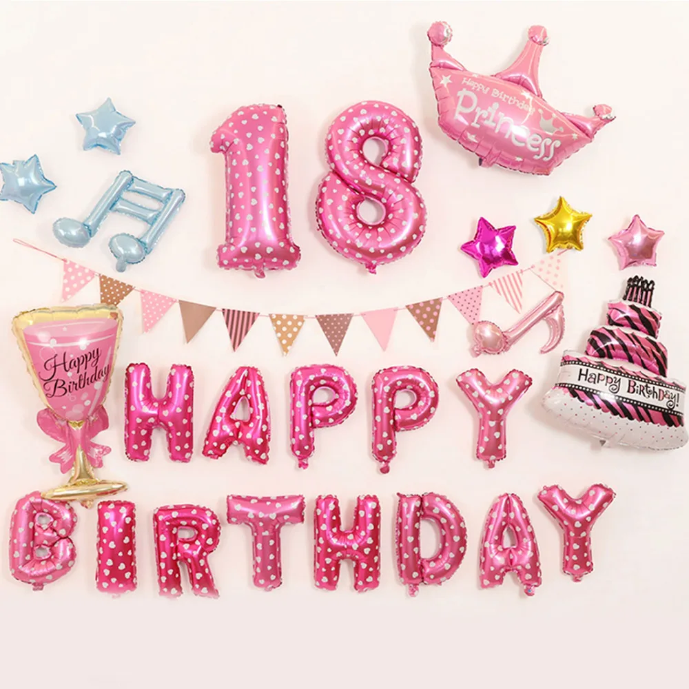 happy birthday Decor 1pcs/lot 100*69cm Three layers Birthday cake balloons aluminum foil ballon printed balloon | Дом и сад