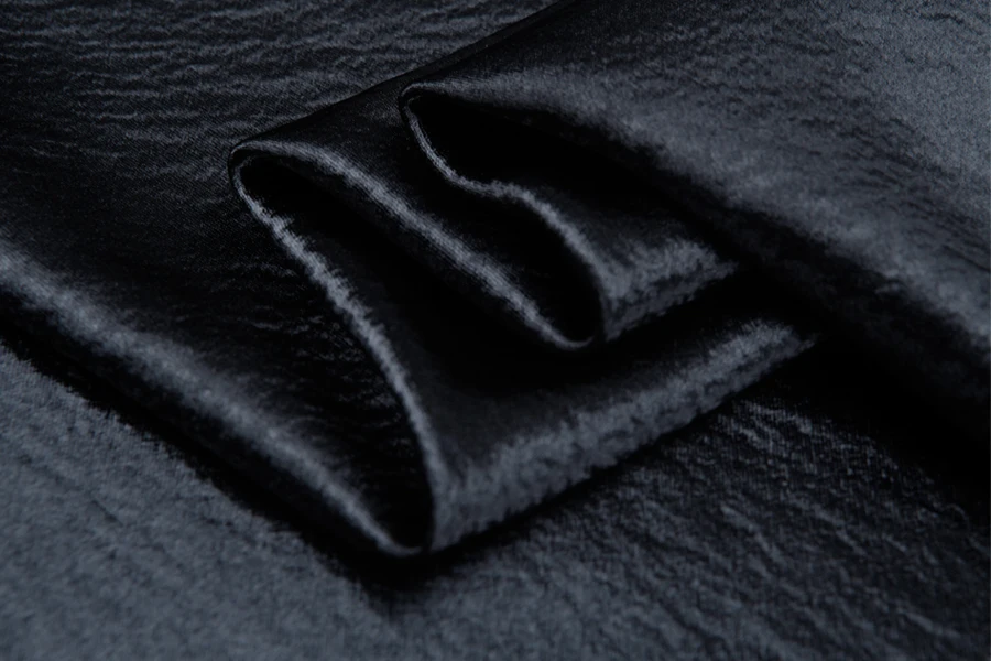 Блестящая модная ткань от кутюр эластичная мягкая блестящая черная с шитьем для