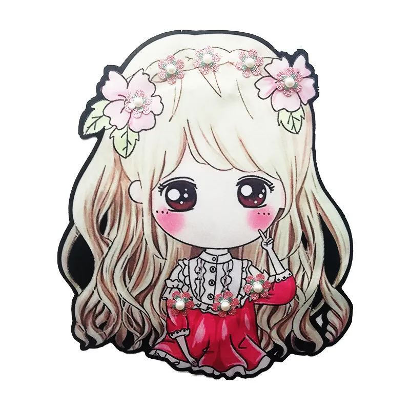 1 шт. милые Мультяшные нашивки Kawaii принцесса с принтом бусины для девочек Вышивка