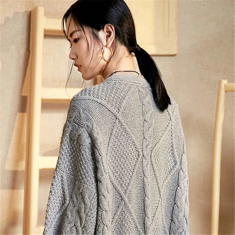 Женский однобортный Кардиган однотонный Свободный кардиган из чистого кашемира