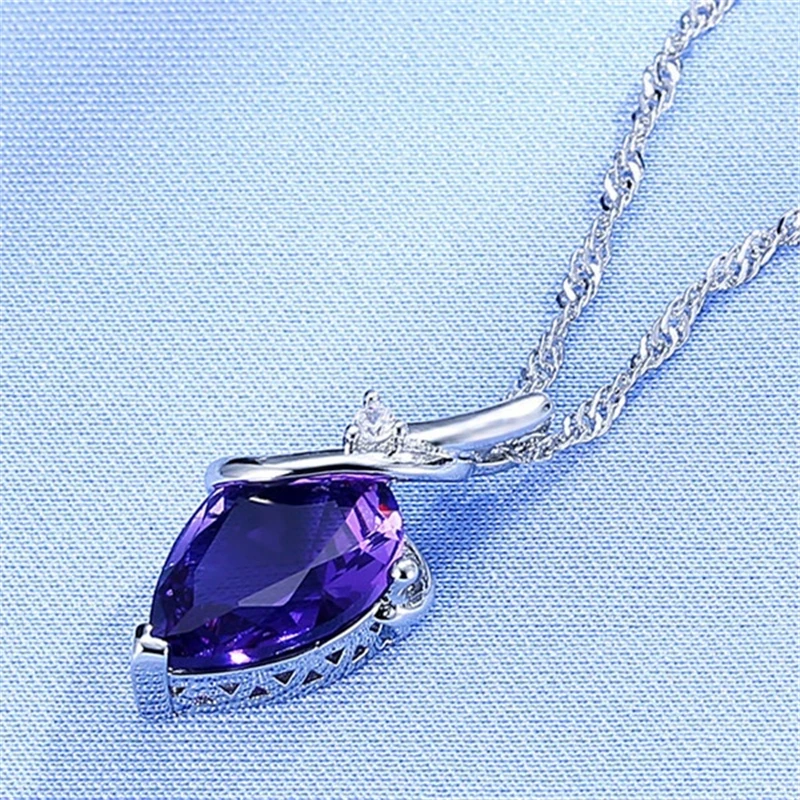 Очаровательное ожерелье с подвесками в виде 3 вида цветов груши и фиолетового