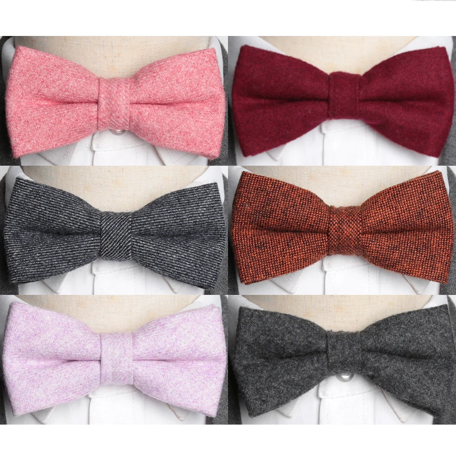 

Men Bowtie Fashion Wool Solid Quality Bow Tie Men Necktie Adjustable Butterfly Double Deck Neckwear Luxurious Gift Shirt Ties