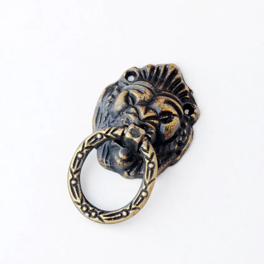 

Free Shipping 10PCs Jewelry Wooden Box Pull Handle Dresser Drawer For Cabinet Door Round Antique Bronze Lion Face Carved 35x28mm