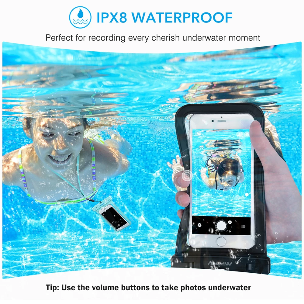 [2 шт.] Mpow PA085 IPX8 водонепроницаемый чехол, универсальный чехол для телефона, совместимый с мобильным телефоном Max " для смартфона iPhone X Hornor 10