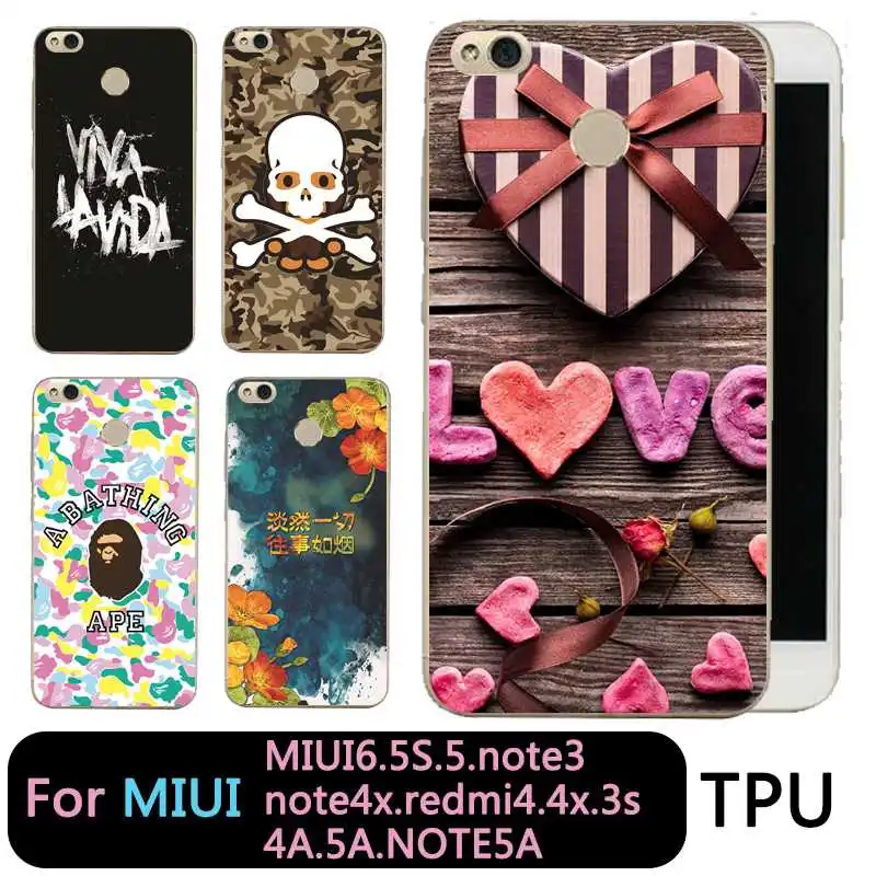 QMSWEI Clear Phone Case For Mi 6 5 5s note3 Redmi note4x 4x 3s 5a 4a note5a Love Skull Flora Printed Protective Soft Cover |