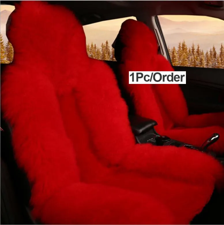 red 1 шт. австралийские натуральные шерстяные зимние теплые меховые передние чехлы для сидений автомобиля из овчины для всех автомобилей - Название цвета: red