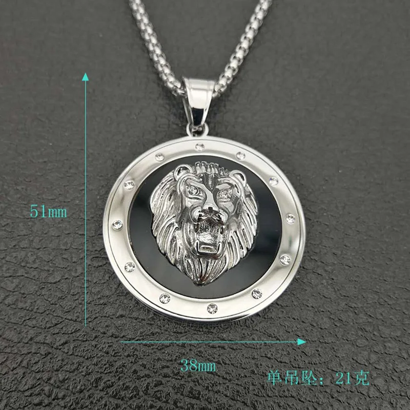 Микро с инкрустацией AAA CZ камень Bling голова льва круглое ожерелье, подвеска из золота серебро 316L нержавеющая сталь мужчины Хип Хоп рок ювелирные изделия