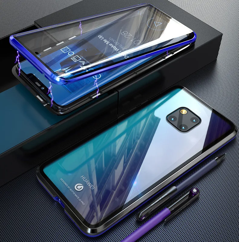 Защитный Магнитный чехол на 360 градусов для huawei mate 20Pro магнитный стеклянный