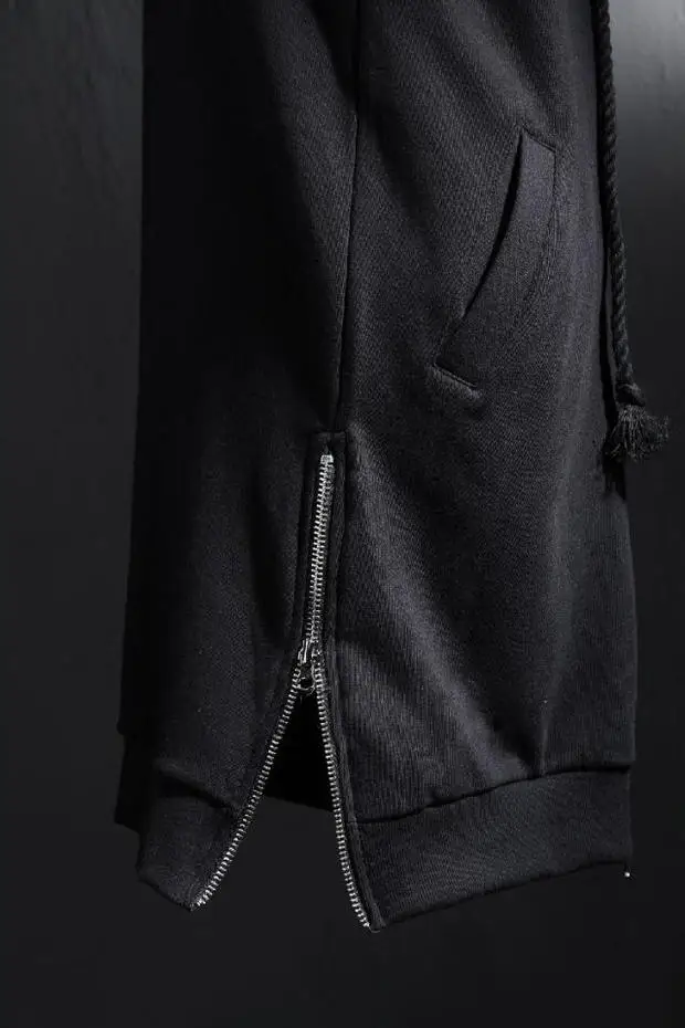 

Men's New Slim personality Hooded Side zipper fleece Jacket nightclub tide men's clothing stage costumes free shipping