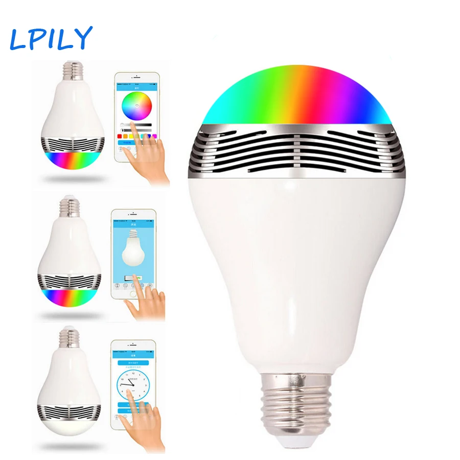 LPILY светодио дный лампы E27 Smart RGB RGBW Беспроводной Bluetooth Динамик Музыка Красочные
