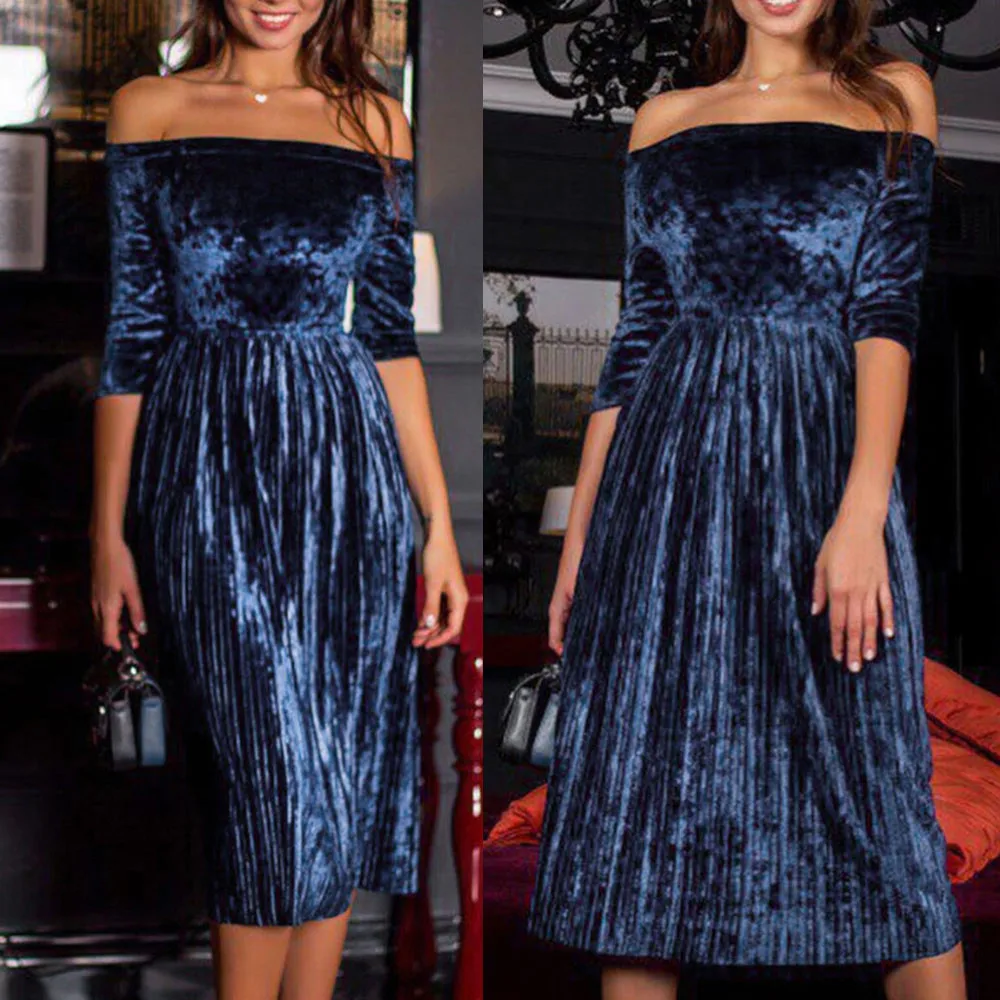 Feitong женское сексуальное открытое кружевное бархатное платье Вечерние свободные