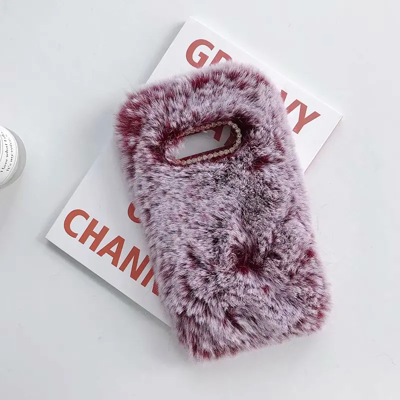 Милый теплый плюшевый чехол для телефона с кроличьим мехом и бриллиантами samsung S6