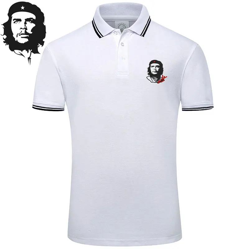 White Новое поступление Che Guevara мужские повседневные рубашки поло с вышивкой Английский стиль мужская хлопковая рубашка-поло с коротким рукавом большой размер XXXL - Цвет: White