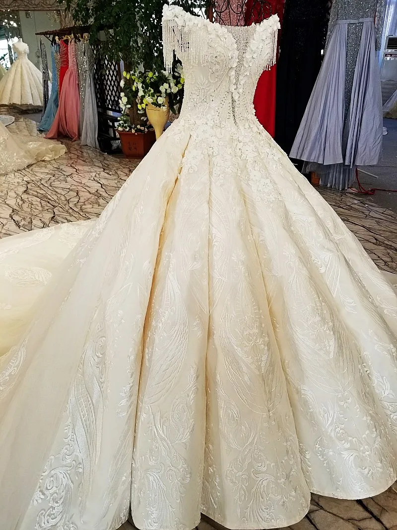 Кружевные Длинные свадебные платья без рукавов AOLANES Бальное винтажное платье