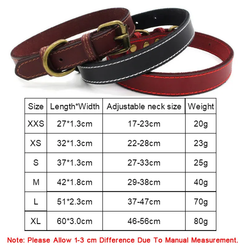 Регулируемый ошейник из натуральной кожи с медной пряжкой|Воротники| |