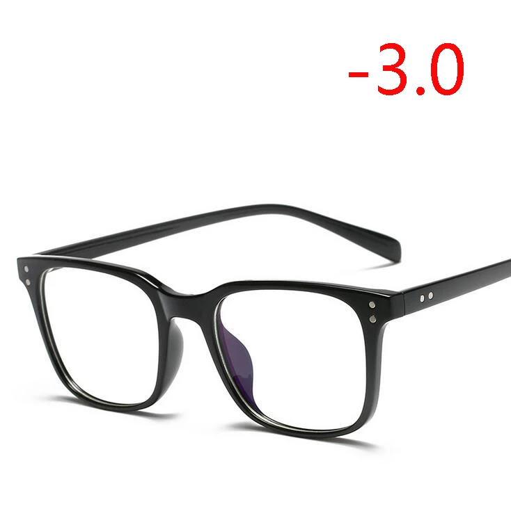 Myopia 300 1,56, асферические линзы, очки по рецепту, для женщин и мужчин, Ретро стиль, Rice Nail TR90, квадратные очки для близорукости, черная оправа, 0~-4,0 - Цвет оправы: Myopia 300