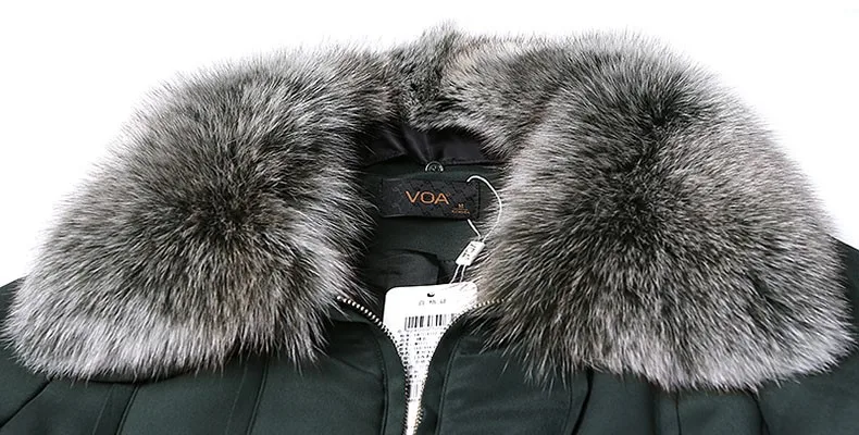 VOA X-Long тяжелые шелковые парки с рюшами женские меховые воротник и длинные секционные Свободные Толстые хлопковые пальто M6171