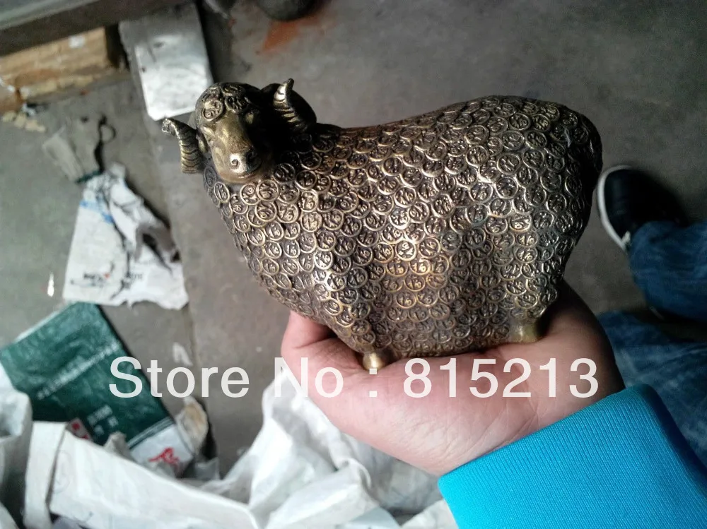 

bi00509 Chinese Bronze Carved ' Fortune sheep