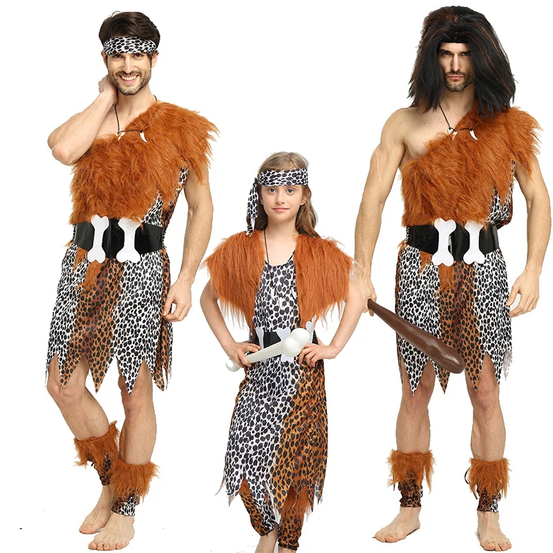 Halloween costumes indigenous primitive cosplay costume adult men and women Indian Leopard savage clothing |