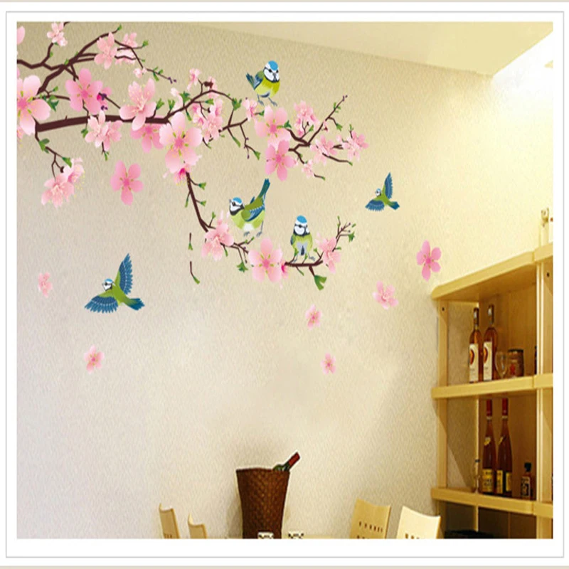 Романтический Peach Blossom и Ласточка ПВХ Съемный номер этикета Книги по искусству DIY