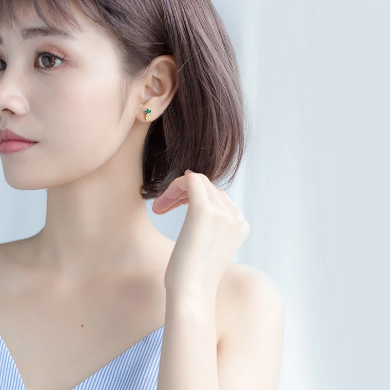 Женские сережки в виде ананасов стиле Харадзюку ювелирные украшения из