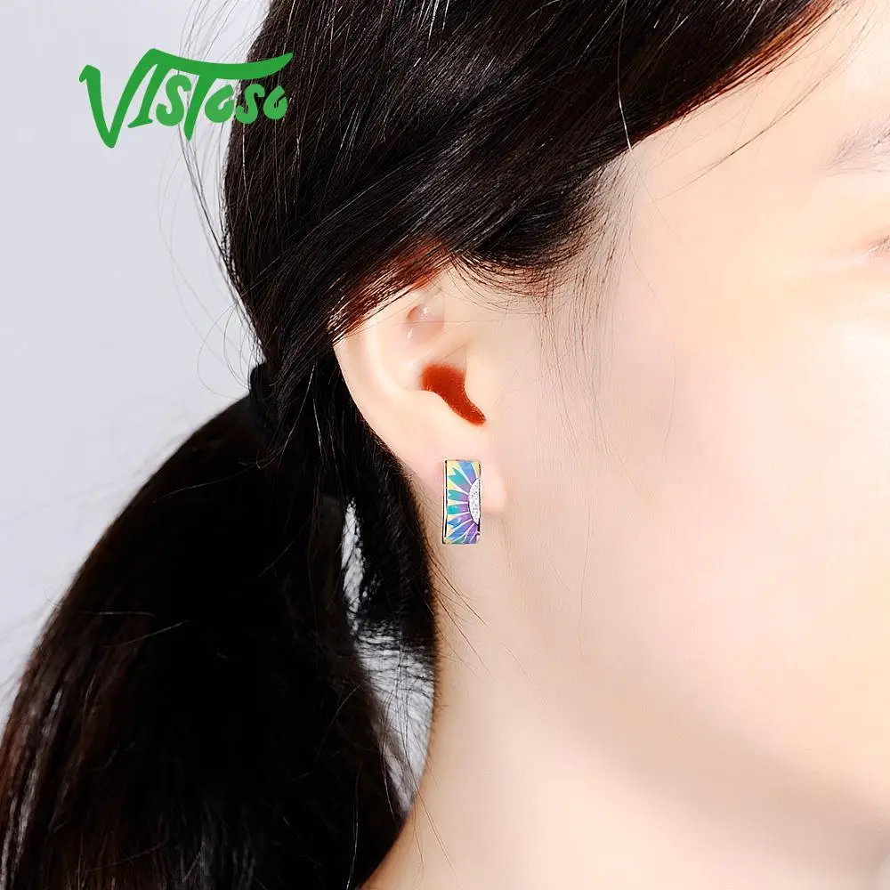 VISTOSO серебряные серьги для женщин 925 пробы серьги-гвоздики с камнями кубический