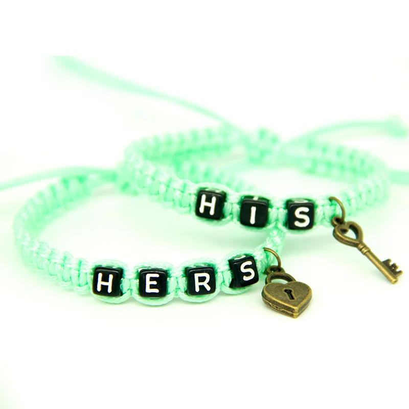 2 шт. пара браслетов с его ключом и цепочкой для влюбленных индивидуальный