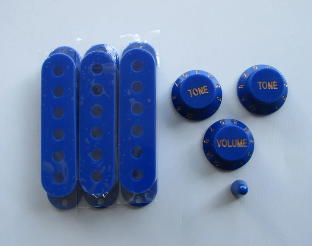 

KAISH ST Guitar Pickup Covers Knobs (Gold Number) & Switch Tip Blue