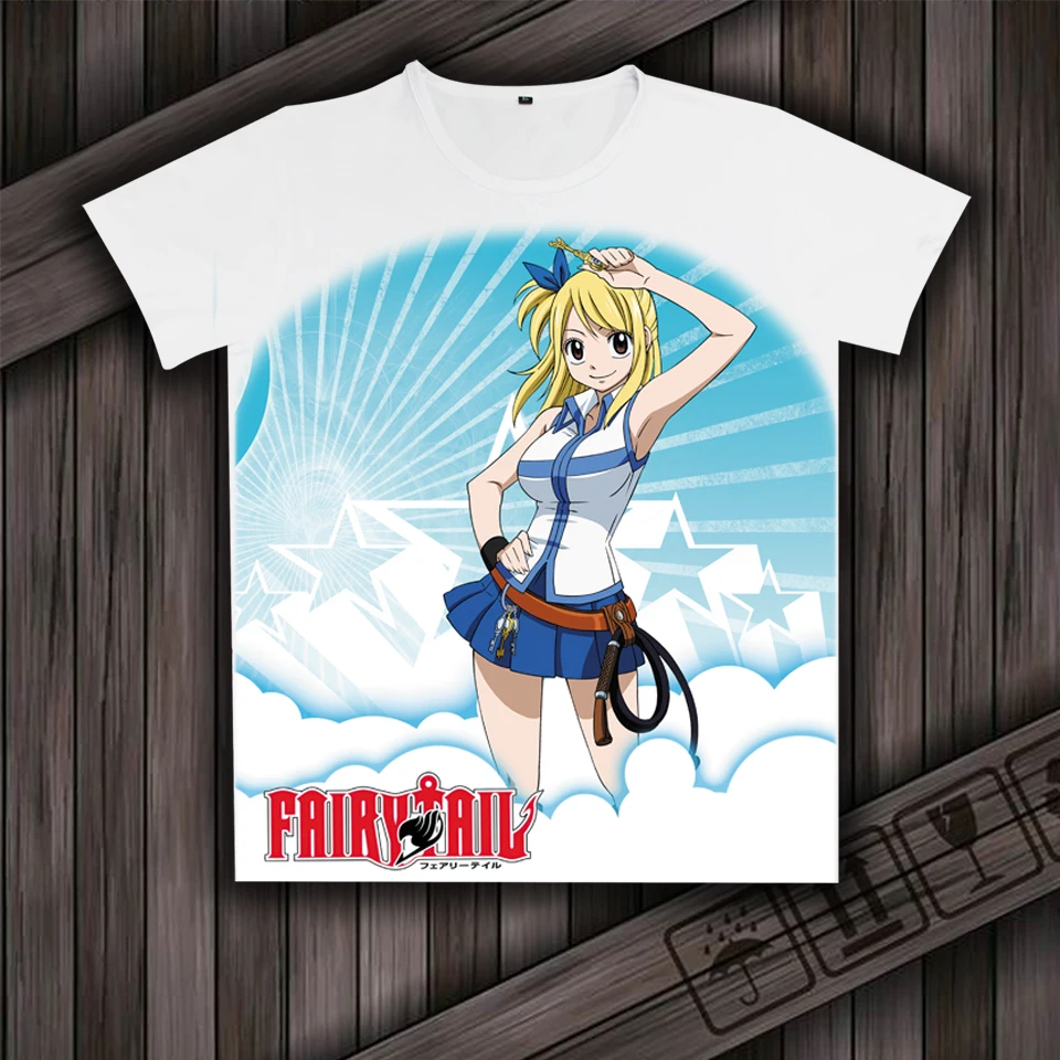 

Anime Fairy Tail Natsu Cosplay Costume Print T-shirt Milk Silk Short Sleeves Shirt TOP Summer t shirt